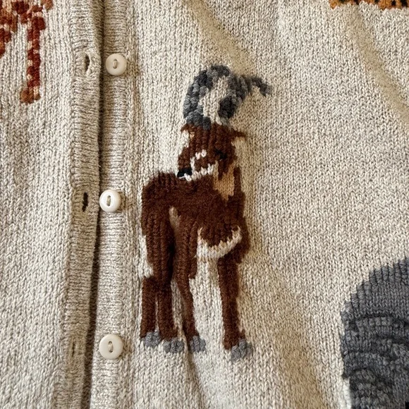 Marisa Christina Beige Animal Safari Cardigan Natural Fibers Cotton & Linen - Picture 7 of 10